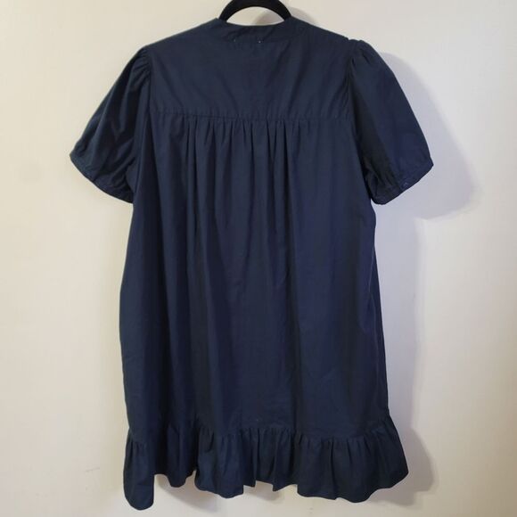 Joh Navy Wrenna Dress with Embroidered Flower Sparkles Size Medium - Picture 5 of 8